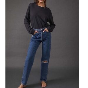 FREE PEOPLE “We the Free” The Lasso Straight Leg Jeans “New” in Wash Sapphire